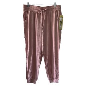 Muk Luks mauve jersey knit drawstring waist lounge pants with cuffed ankles PXL